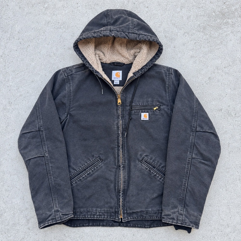 Carhartt WJ141 BLK Sandstone Duck Sherpa Lined Active Jacket Black Womens XS 0/2